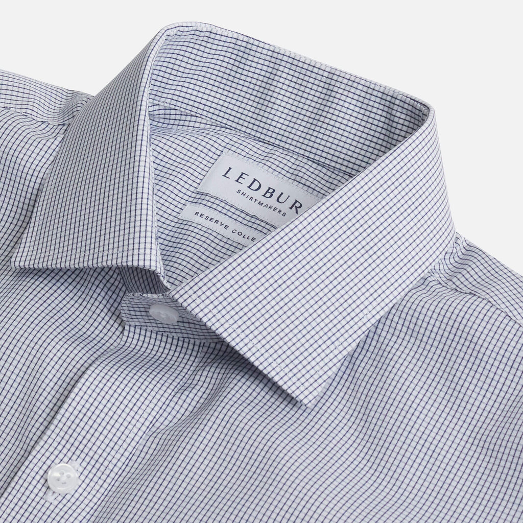 The Thomas Mason Blue Price Check Custom Shirt Custom Dress Shirt- Ledbury