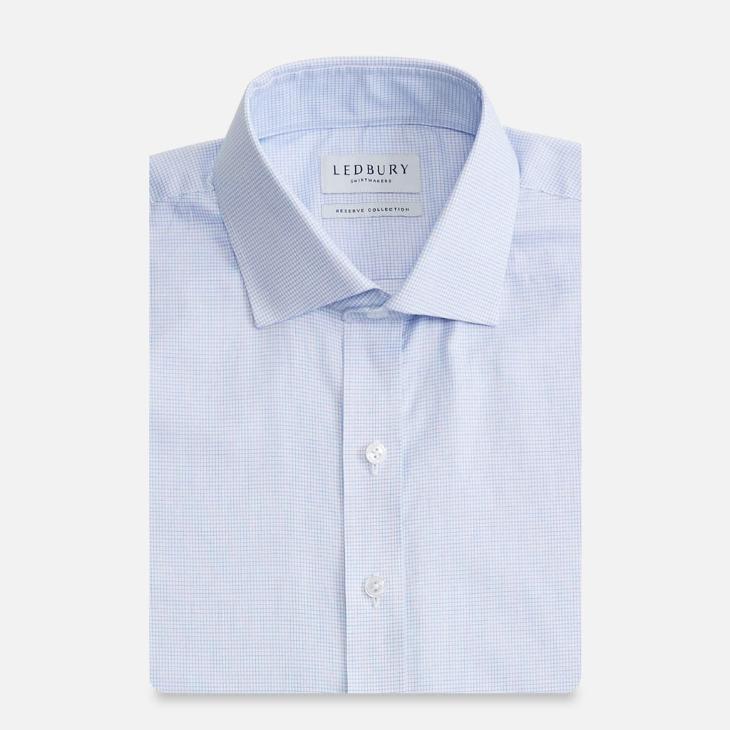 The Light Blue Albini Otten Check Custom Shirt Custom Dress Shirt- Ledbury