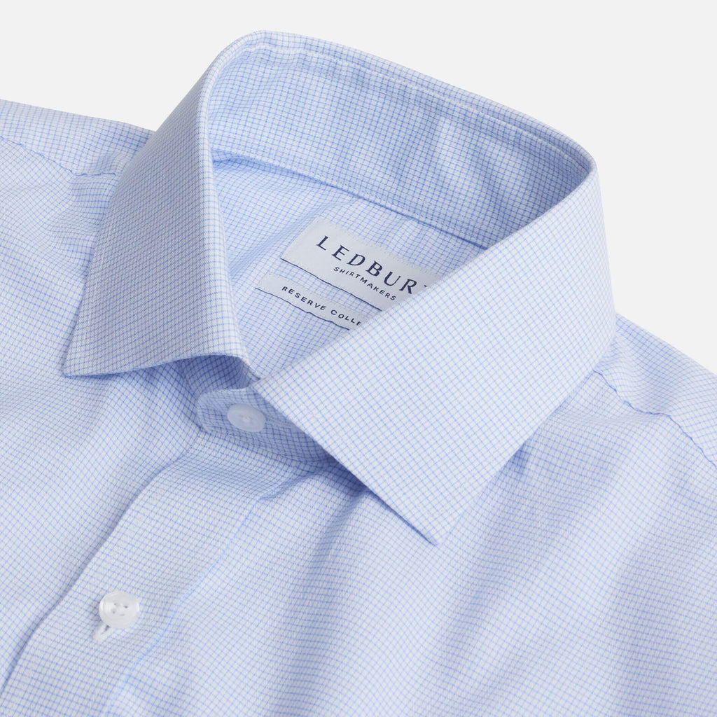 The Light Blue Albini Otten Check Custom Shirt Custom Dress Shirt- Ledbury