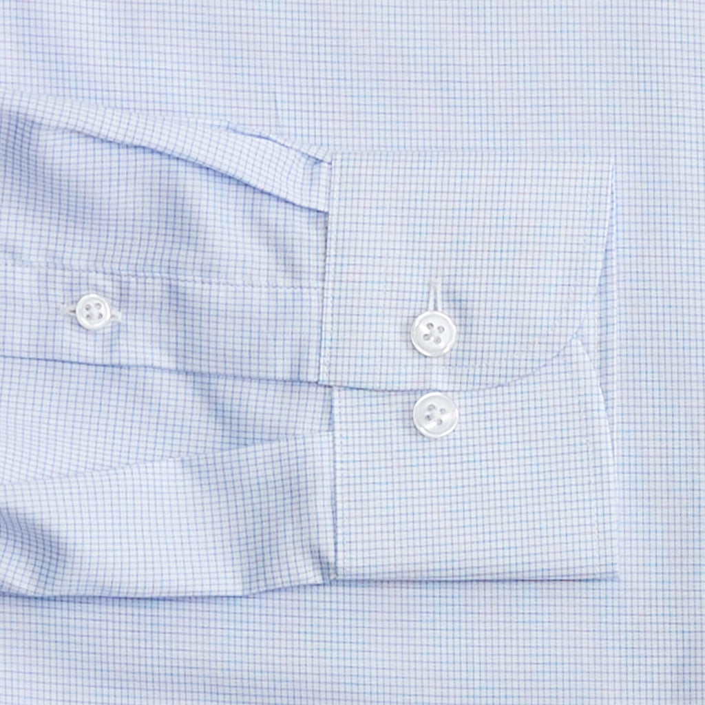 The Light Blue Albini Otten Check Custom Shirt Custom Dress Shirt- Ledbury