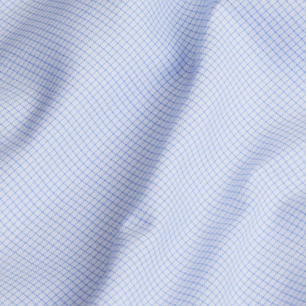 The Light Blue Albini Otten Check Custom Shirt Custom Dress Shirt- Ledbury