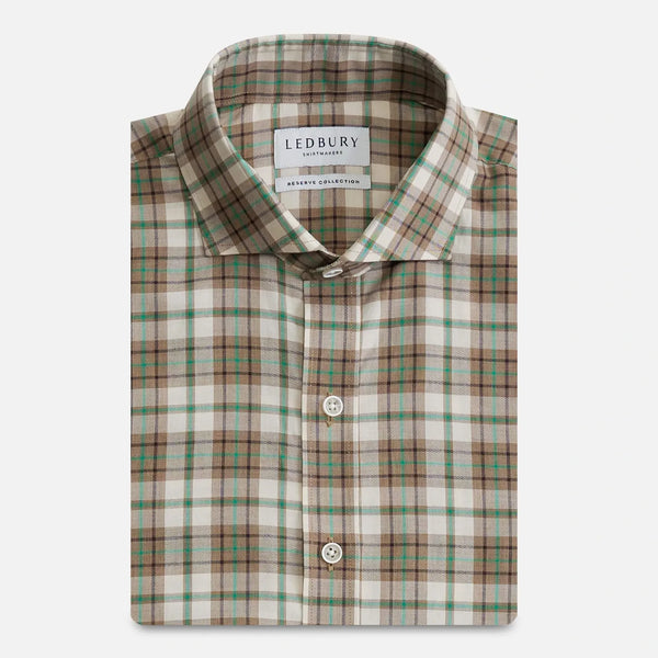 Green Bradford Plaid custom shirt in ultra-soft cotton twill - front view