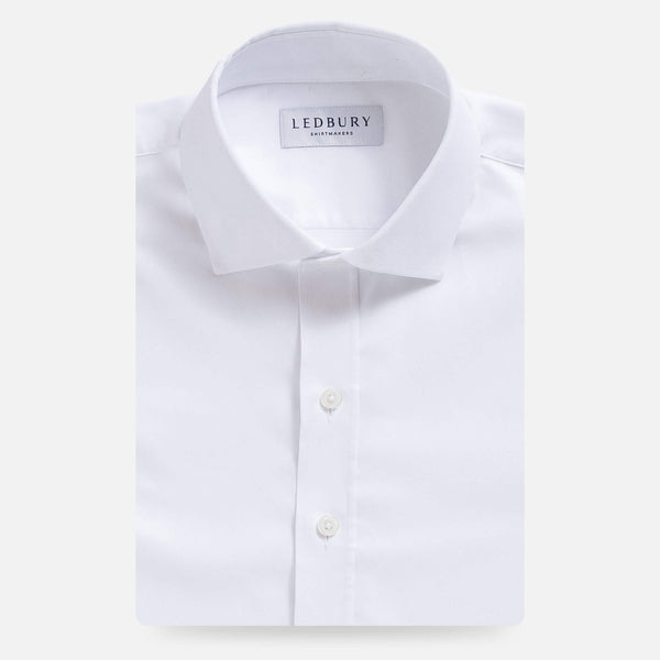 White Canon performance dress shirt front view - wrinkle-resistant custom shirt