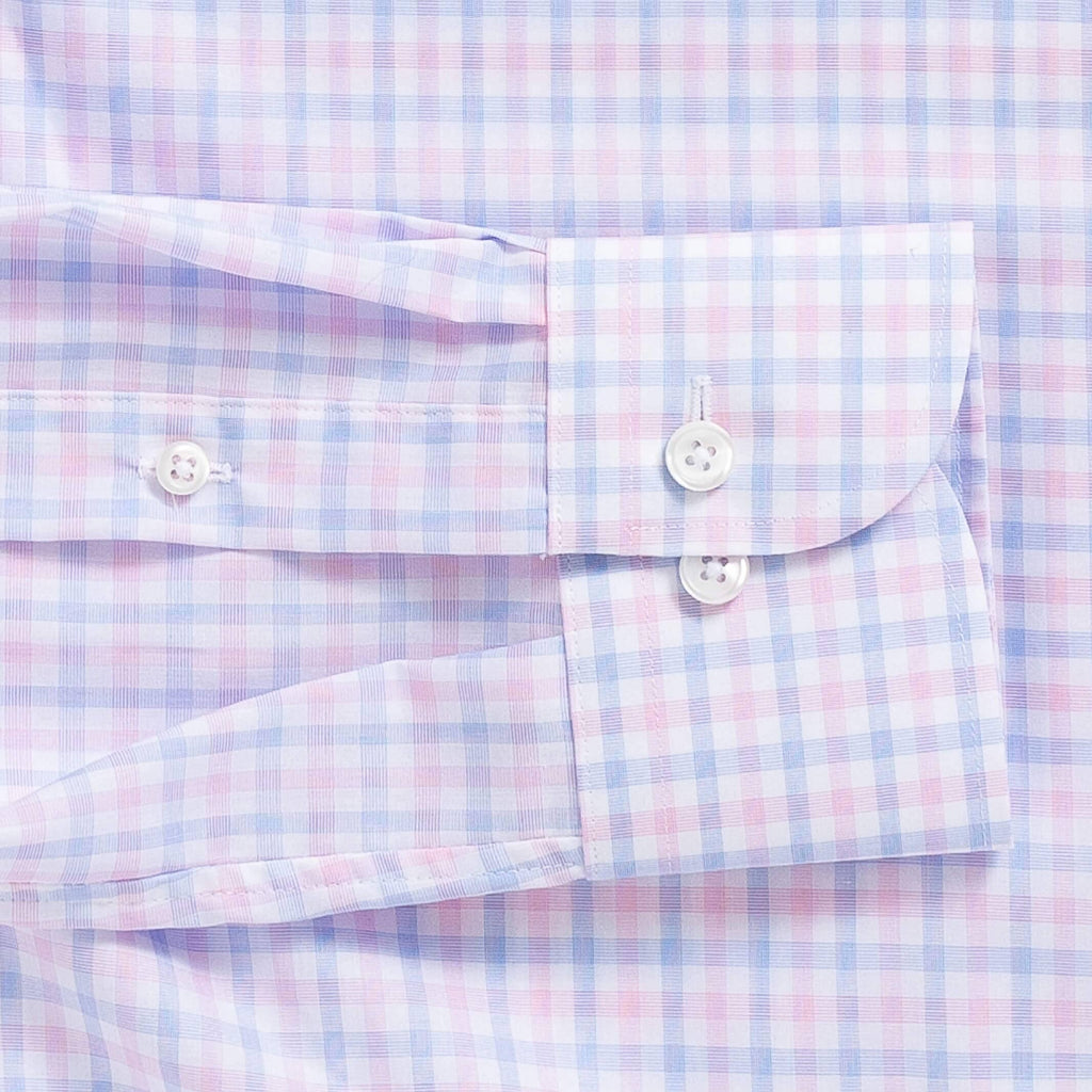 The Pink Arville Check Comfort Stretch Custom Shirt Custom Dress Shirt- Ledbury