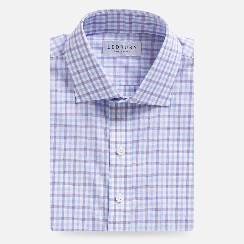 The Purple Arville Check Comfort Stretch Custom Shirt Custom Dress Shirt- Ledbury