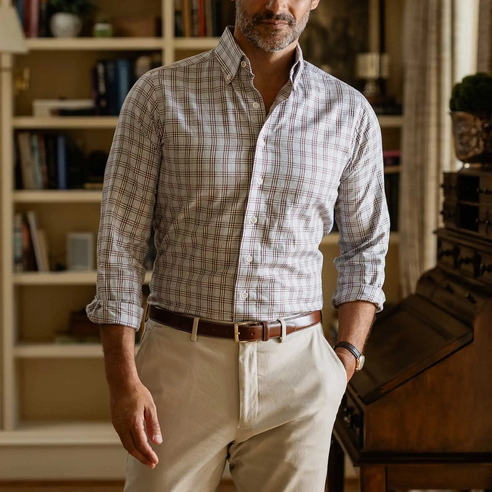 The Rustic Brown Arnett Plaid Custom Shirt Custom Casual Shirt- Ledbury