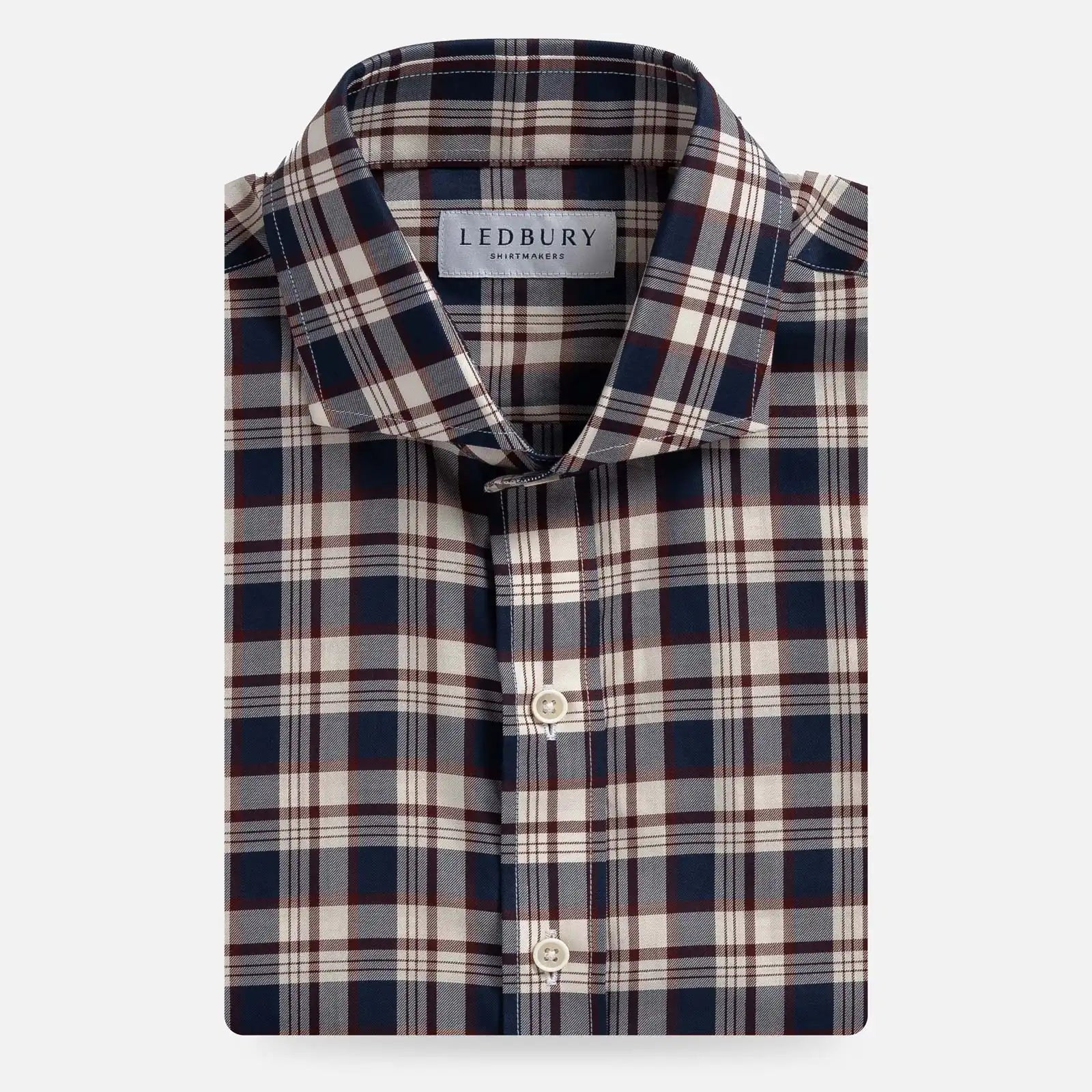 The Vintage Navy Bradford Check Custom Shirt Custom Casual Shirt- Ledbury