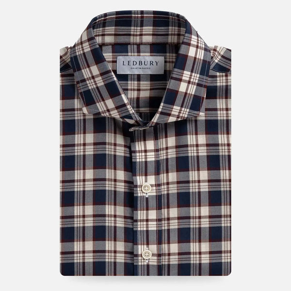 Vintage Navy Bradford Check custom shirt in ultra-soft cotton twill - front view