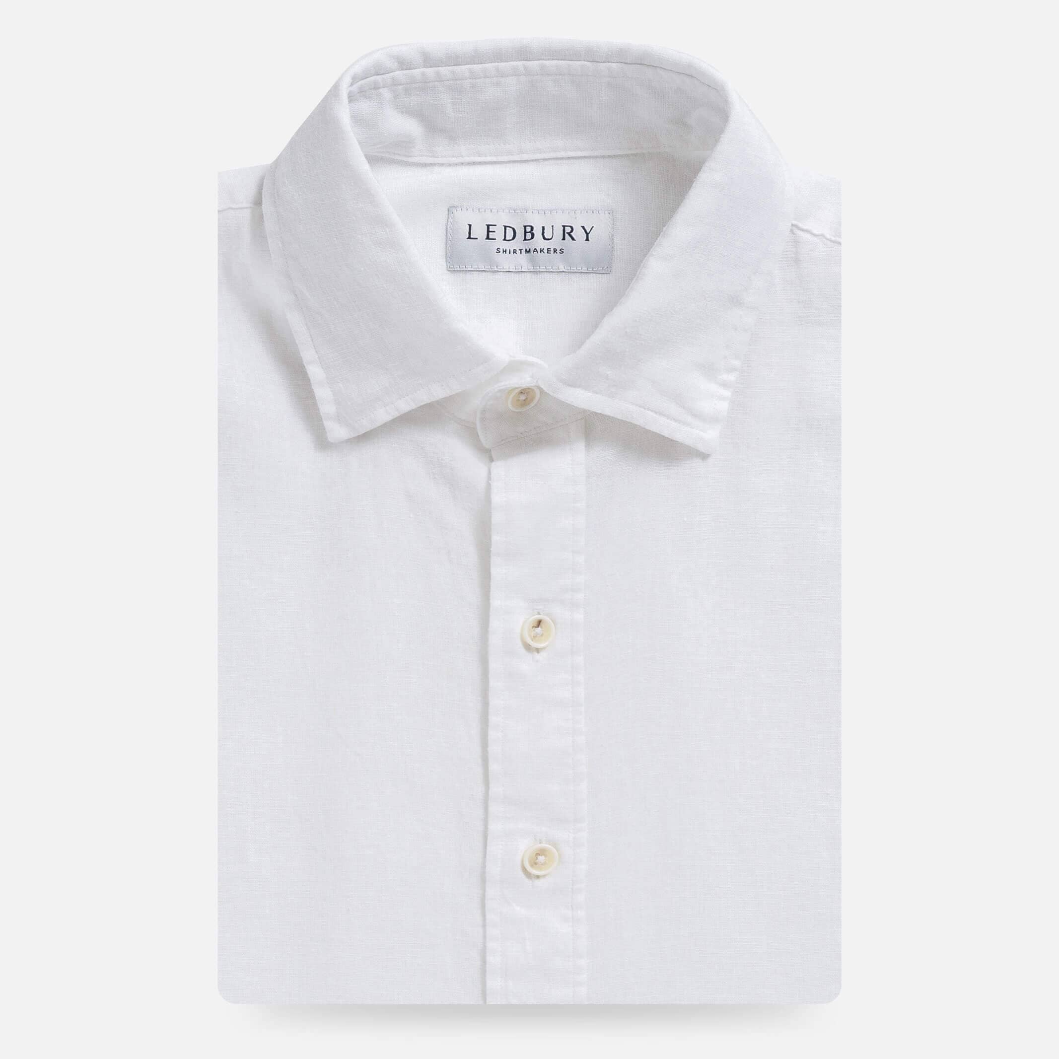 The White Barlotta Linen Custom Shirt Custom Casual Shirt- Ledbury