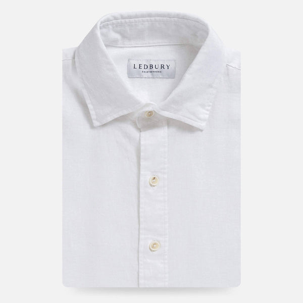 White linen viscose shirt front view - Ledbury Barlotta 55/45 blend custom shirt