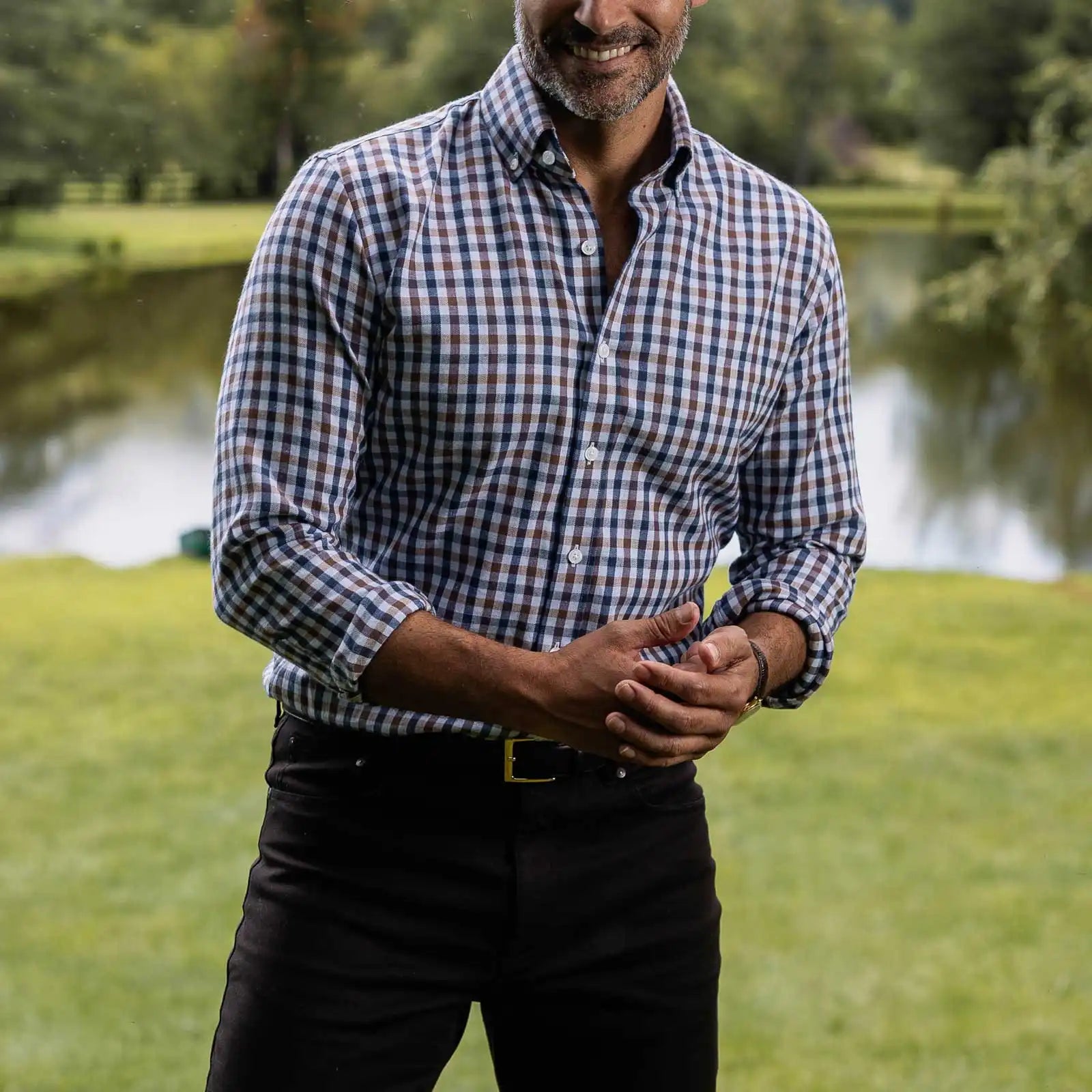 The Soft Brown Kyger Check Custom Shirt Custom Casual Shirt- Ledbury