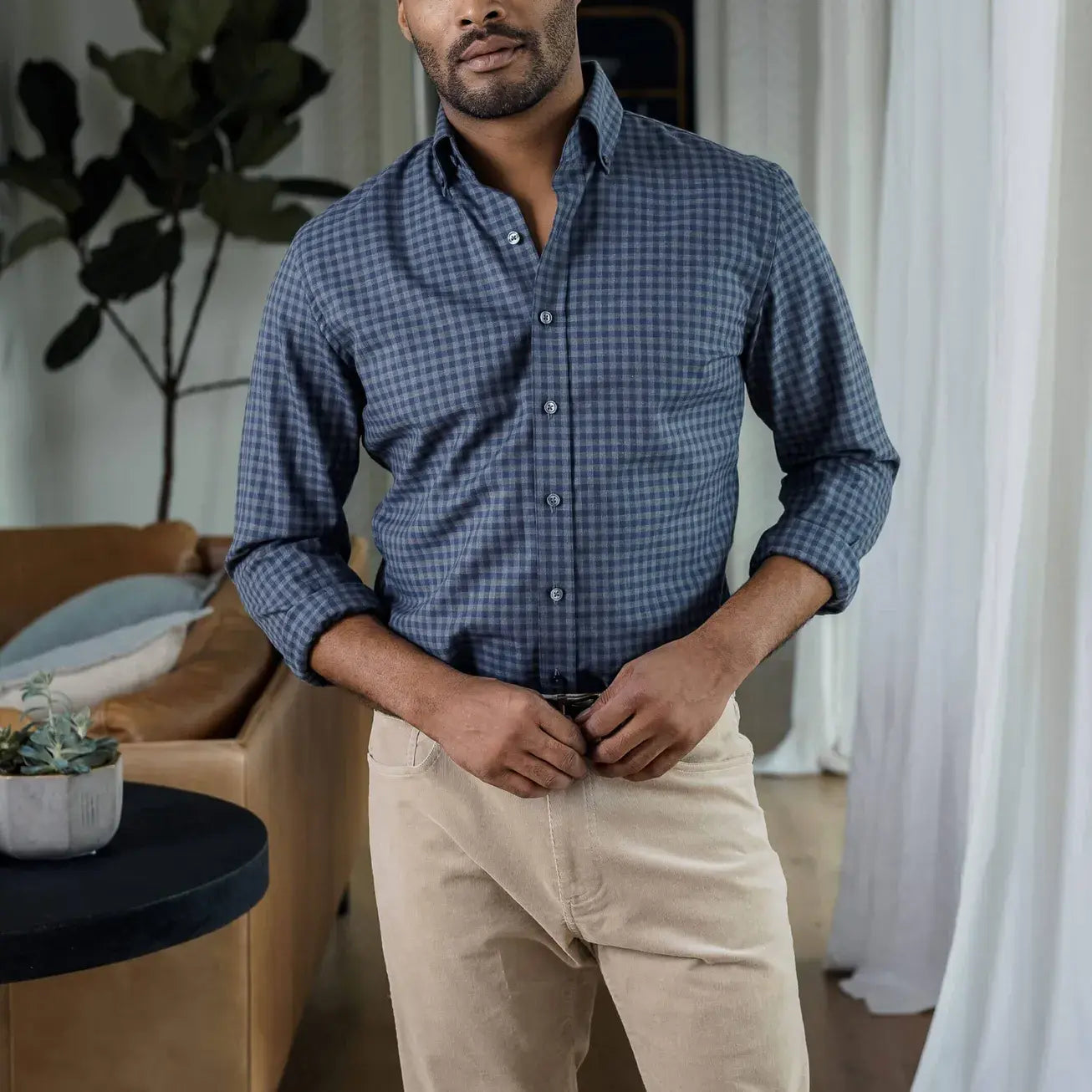 The Slate Norton Brushed Herringbone Custom Shirt Custom Casual Shirt- Ledbury