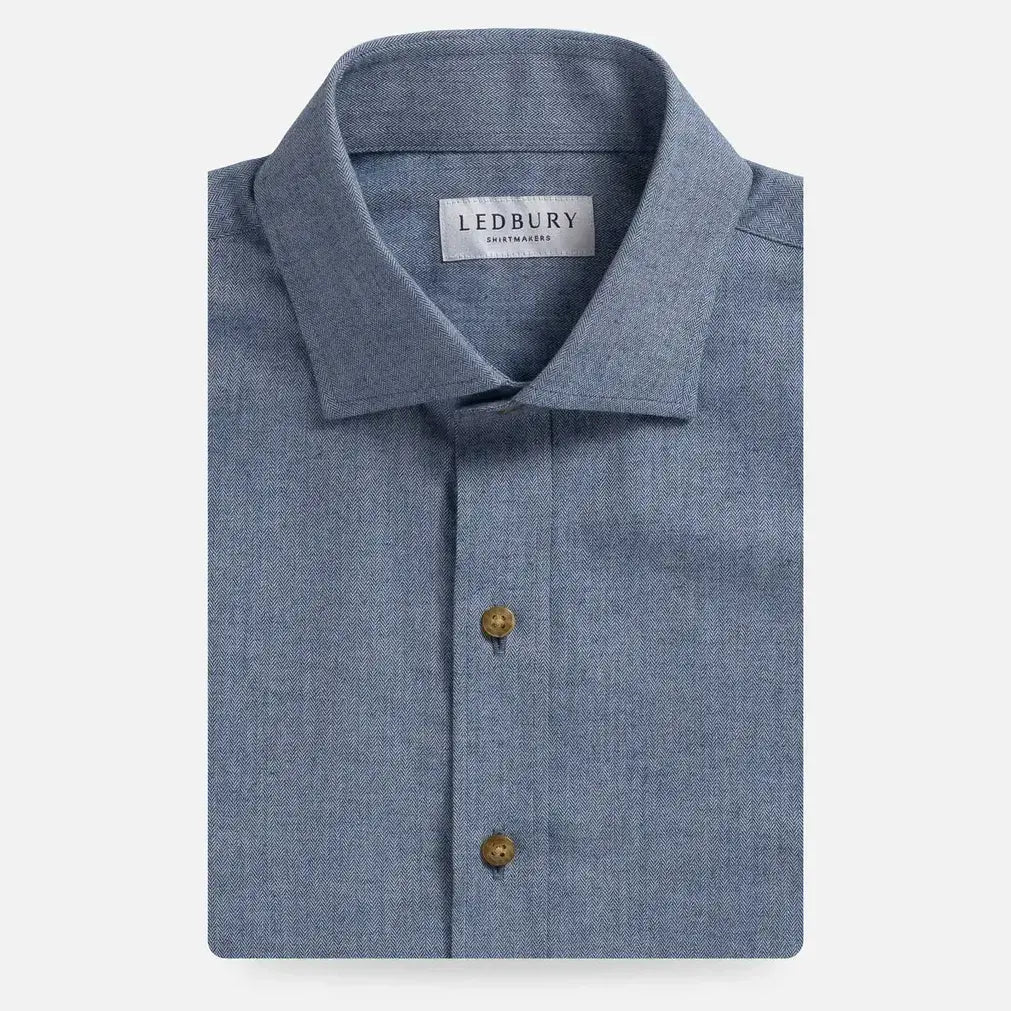 The Blue Andover Herringbone Custom Shirt Custom Casual Shirt- Ledbury