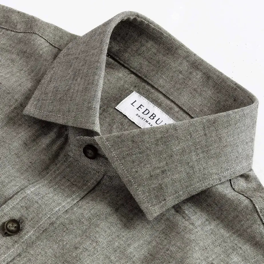 The Brown Andover Herringbone Custom Shirt Custom Casual Shirt- Ledbury