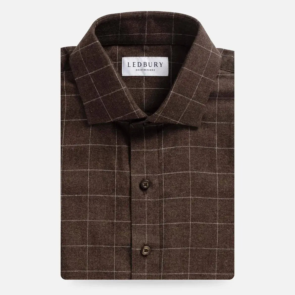 The Dark Brown Conlon Windowpane Custom Shirt Custom Casual Shirt- Ledbury
