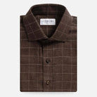 The Dark Brown Conlon Windowpane Custom Shirt Custom Casual Shirt- Ledbury
