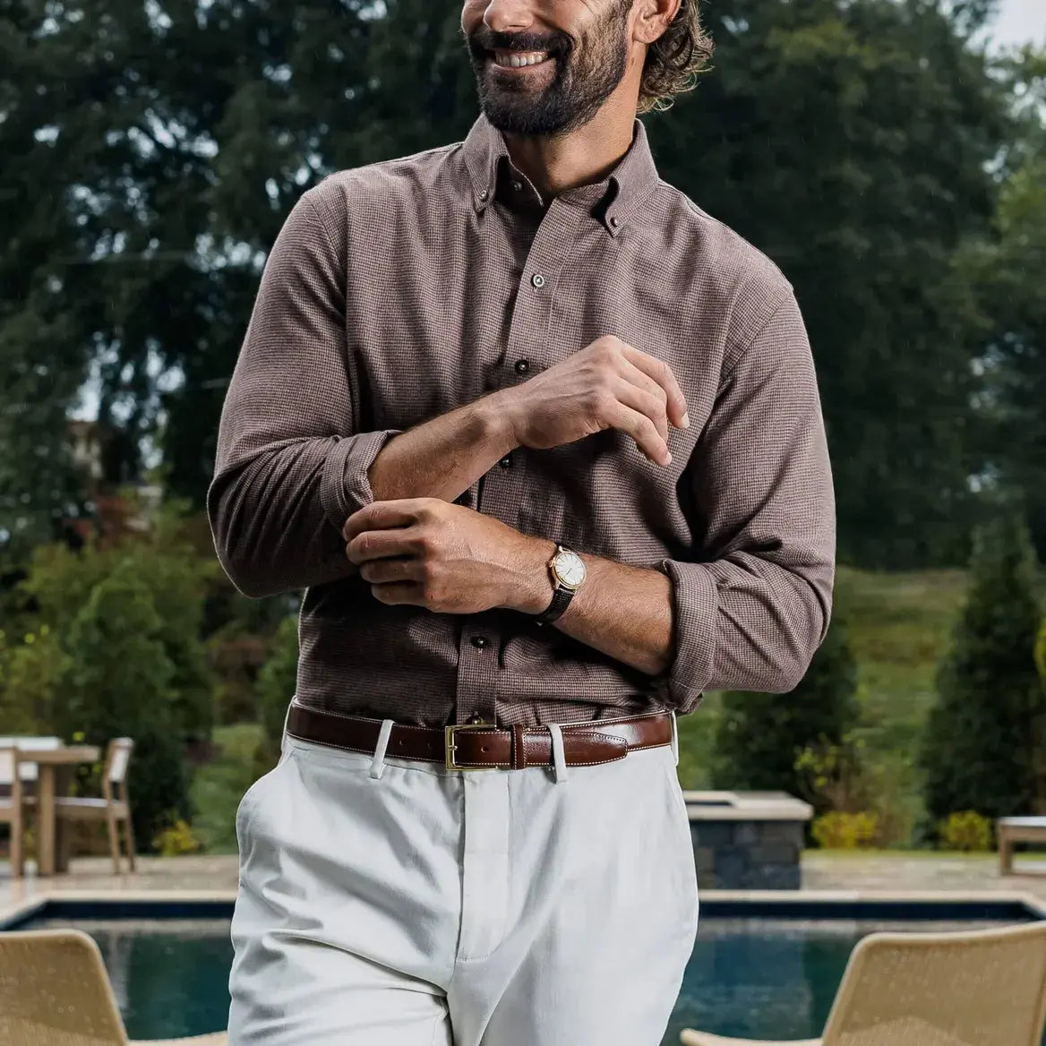 The Brown Conlon Houndstooth Custom Shirt Custom Casual Shirt- Ledbury