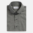 Grey houndstooth flannel shirt flat lay - brushed twill custom fit