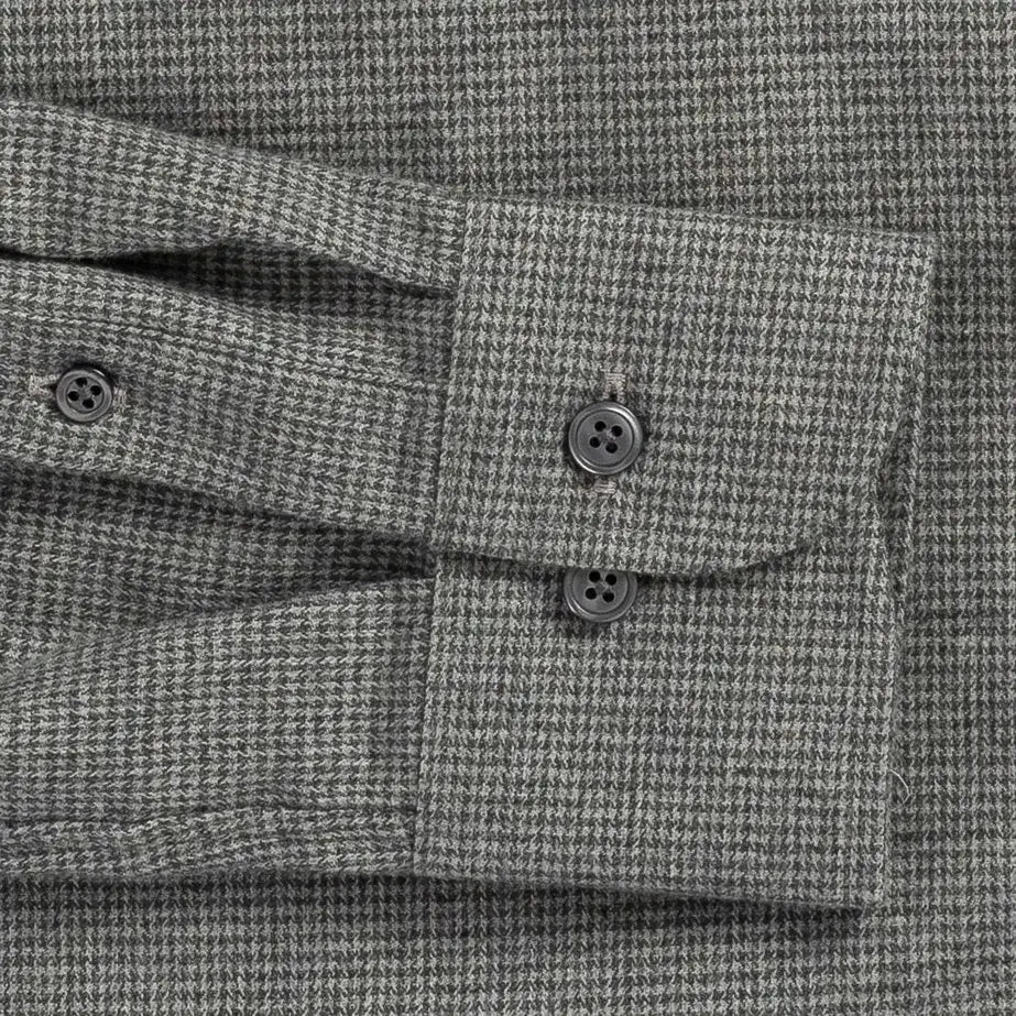 Houndstooth shirt sleeve and cuff - grey brushed twill flannel