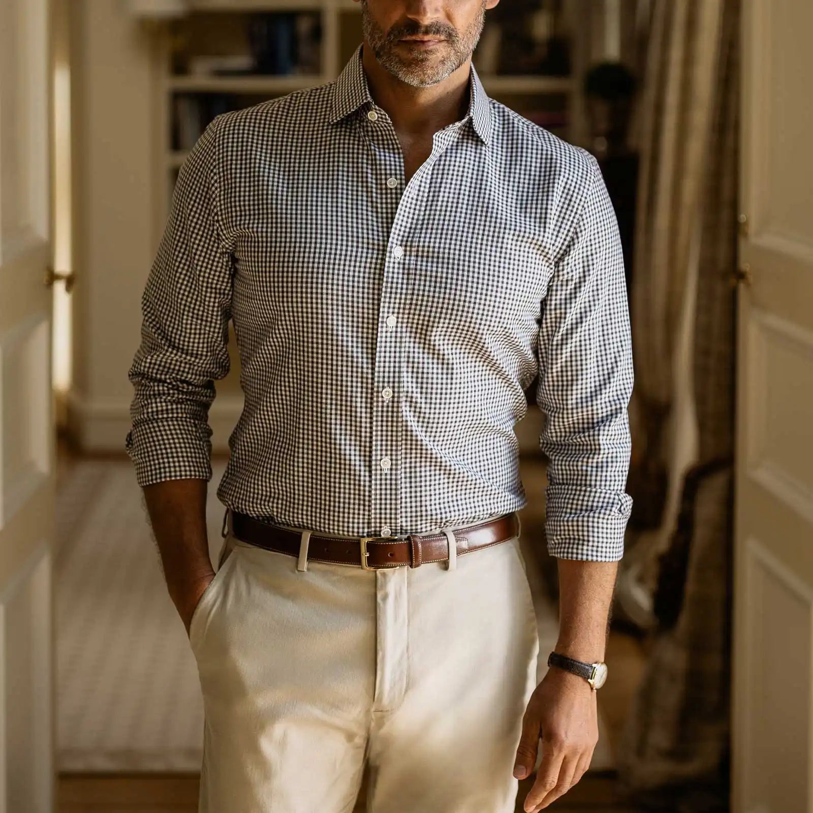 The Brown and Olive Delinger Check Custom Shirt Custom Casual Shirt- Ledbury