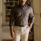 The Soft Brown Reda Active Comfort Stretch Merino Custom Shirt Custom Dress Shirt- Ledbury