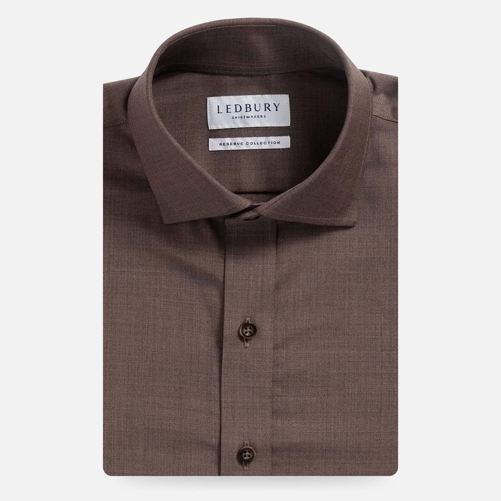 The Soft Brown Reda Active Comfort Stretch Merino Custom Shirt Custom Dress Shirt- Ledbury