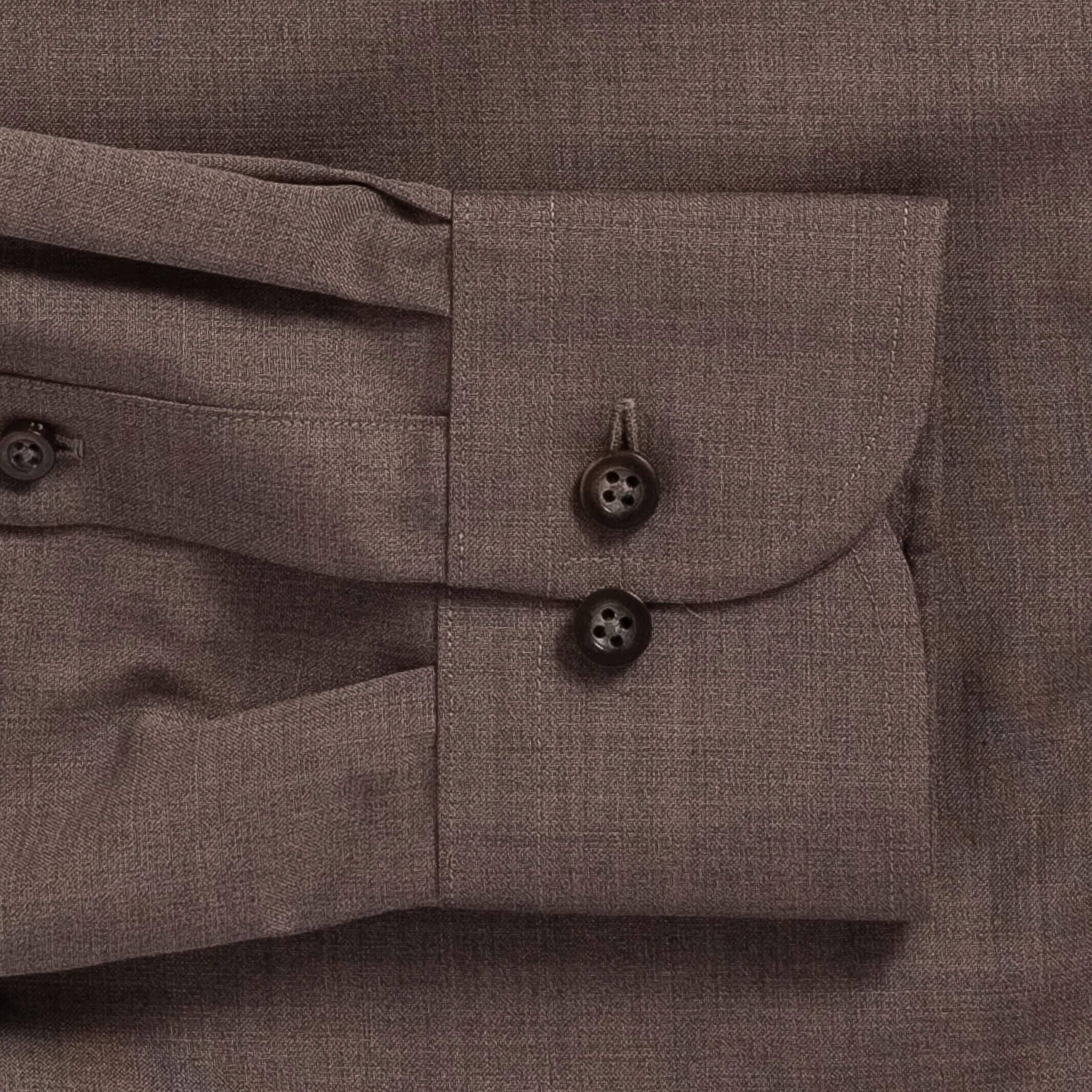 The Soft Brown Reda Active Comfort Stretch Merino Custom Shirt Custom Dress Shirt- Ledbury
