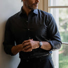 The Charcoal Reda Active Comfort Stretch Merino Custom Shirt Custom Dress Shirt- Ledbury