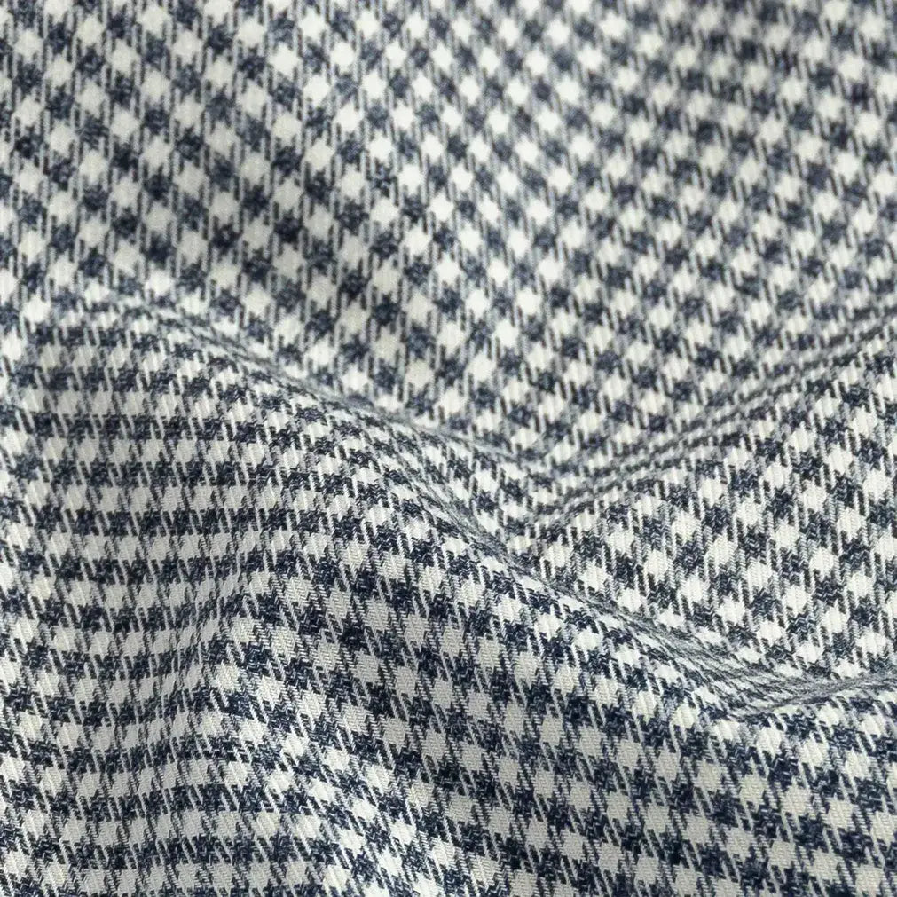 Custom dress shirt vintage navy Berkshire gingham close-up