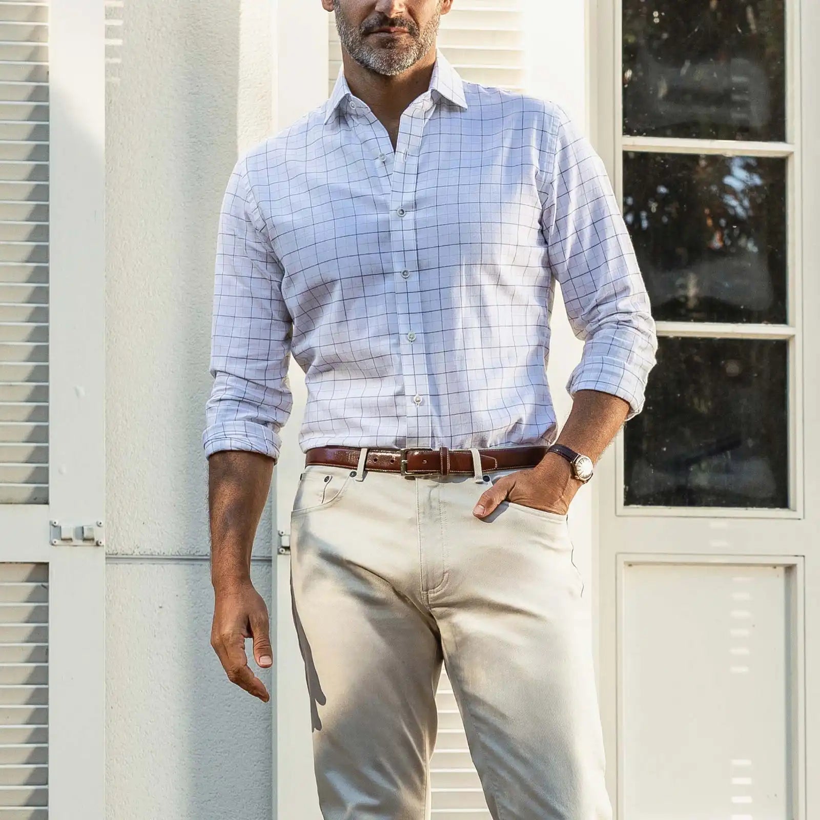 The Tan Mansfield Brushed Cotton Custom Shirt Custom Casual Shirt- Ledbury