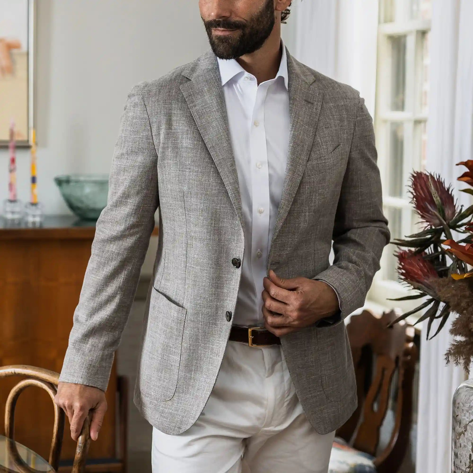 The White Thompson Non Iron Comfort Stretch Twill Custom Shirt Custom Dress Shirt- Ledbury