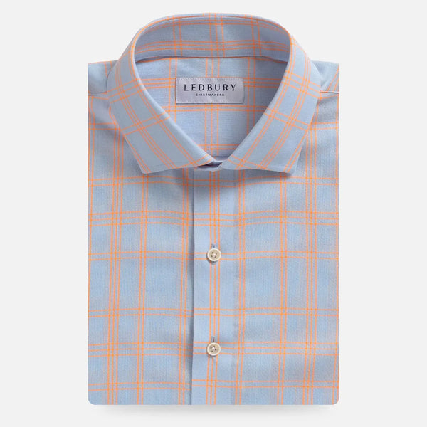 Light blue check custom shirt — front view | Ledbury Torello