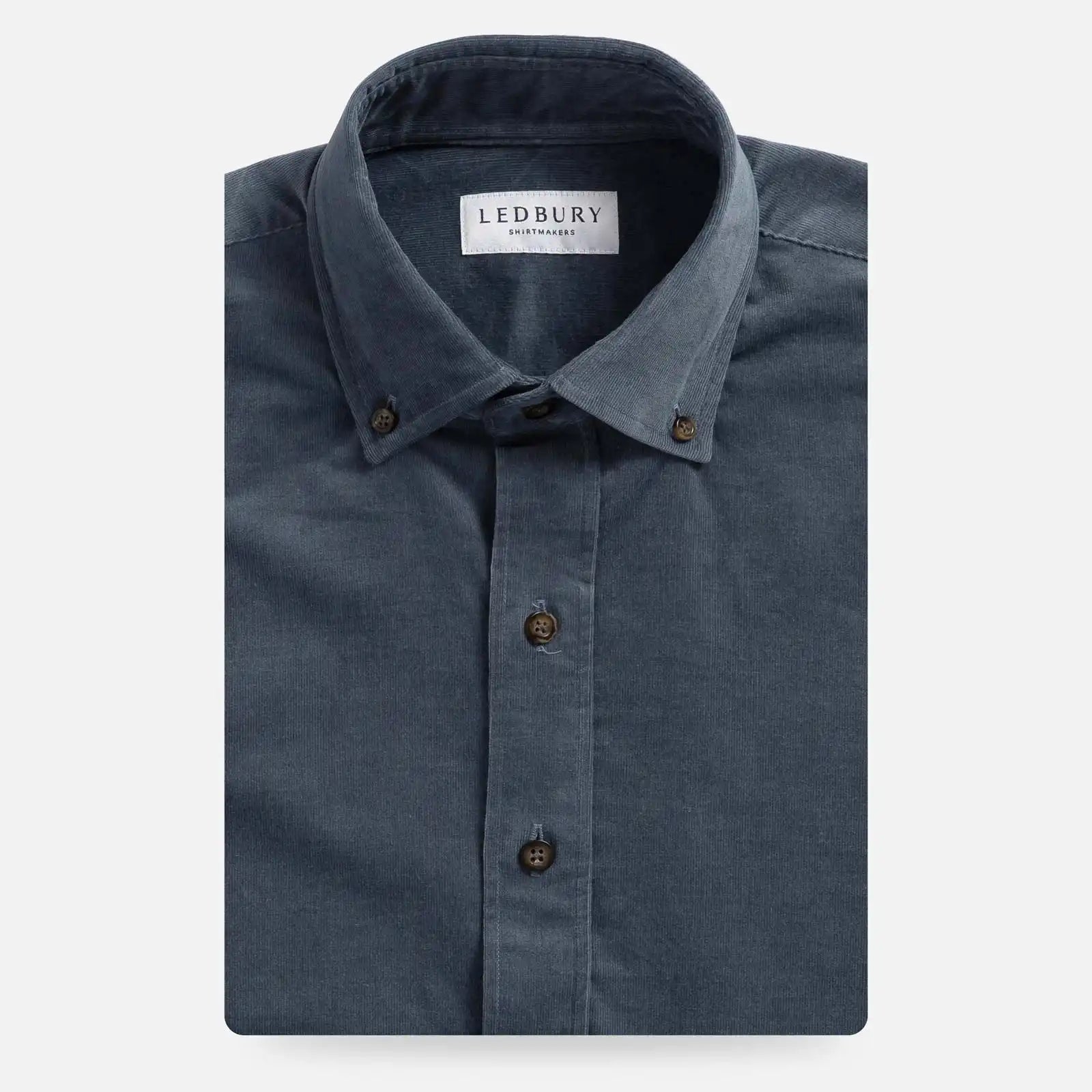 The Slate Blue Foxcroft Corduroy Custom Shirt Custom Casual Shirt- Ledbury