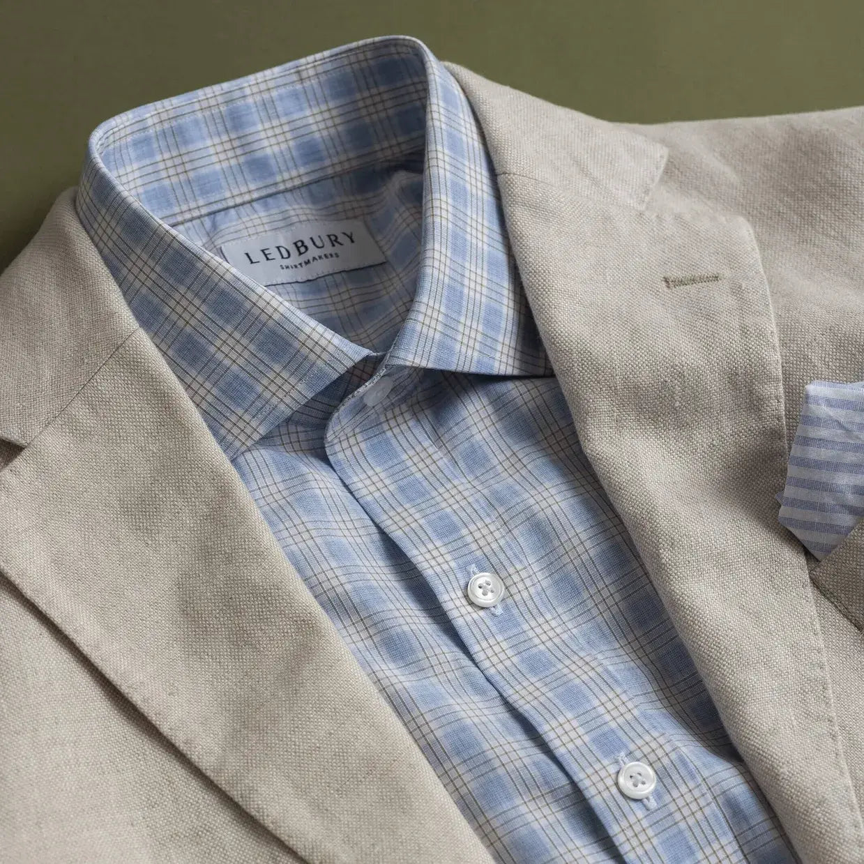 The Light Blue Chamlin Check Custom Shirt Custom Dress Shirt- Ledbury