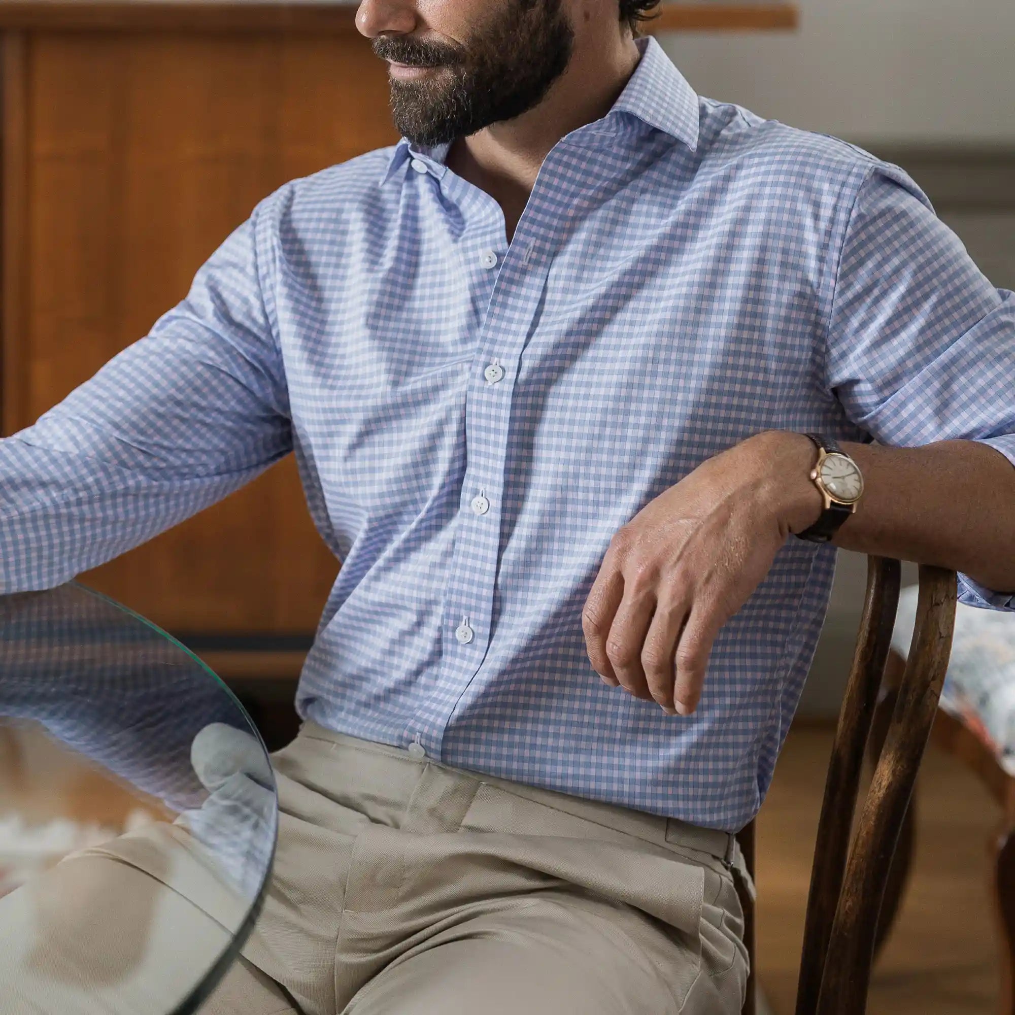 The Pink Foley Gingham Custom Shirt Custom Dress Shirt- Ledbury