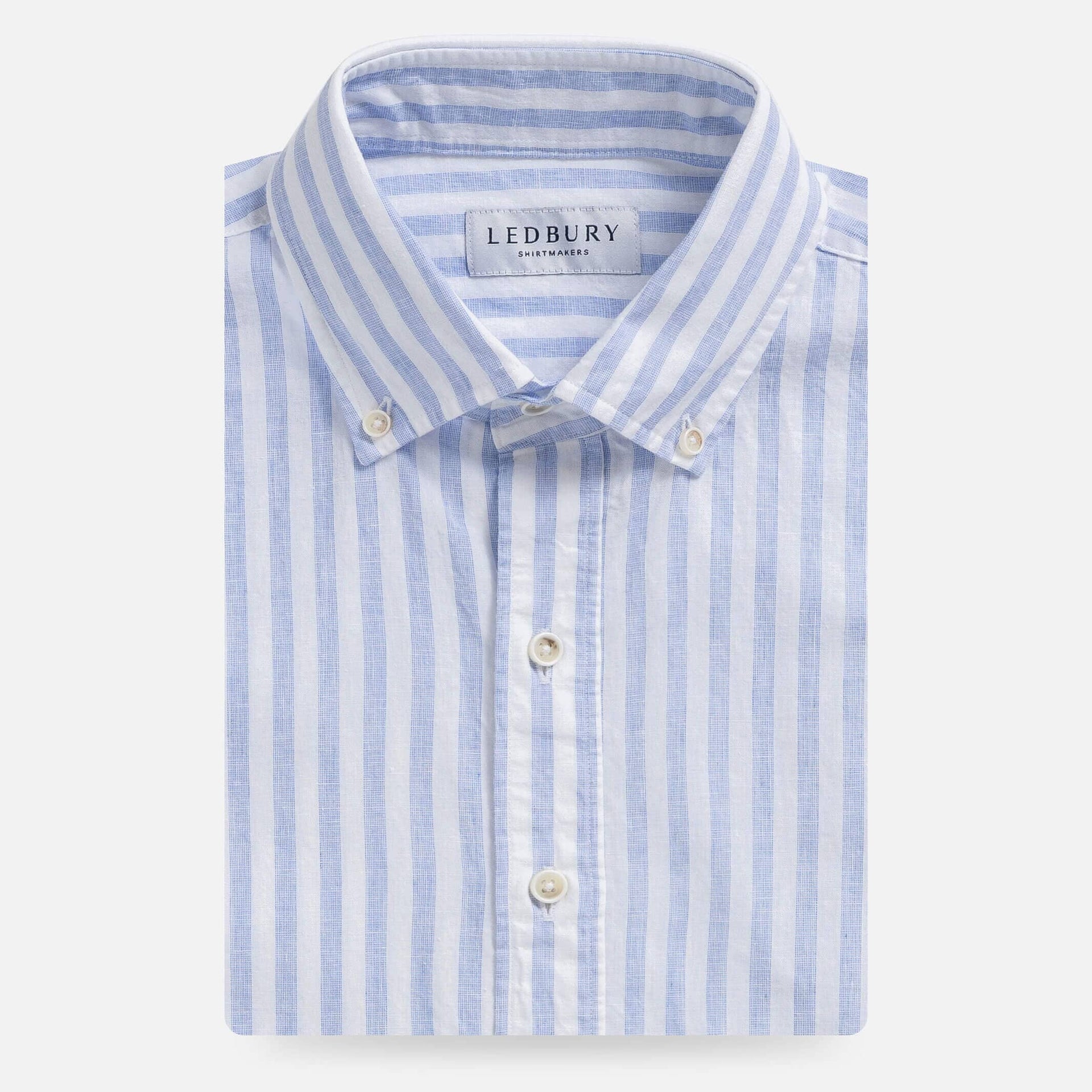 dress shirt in spanish Blue Barretto Stripe Cotton Linen Custom Shirt