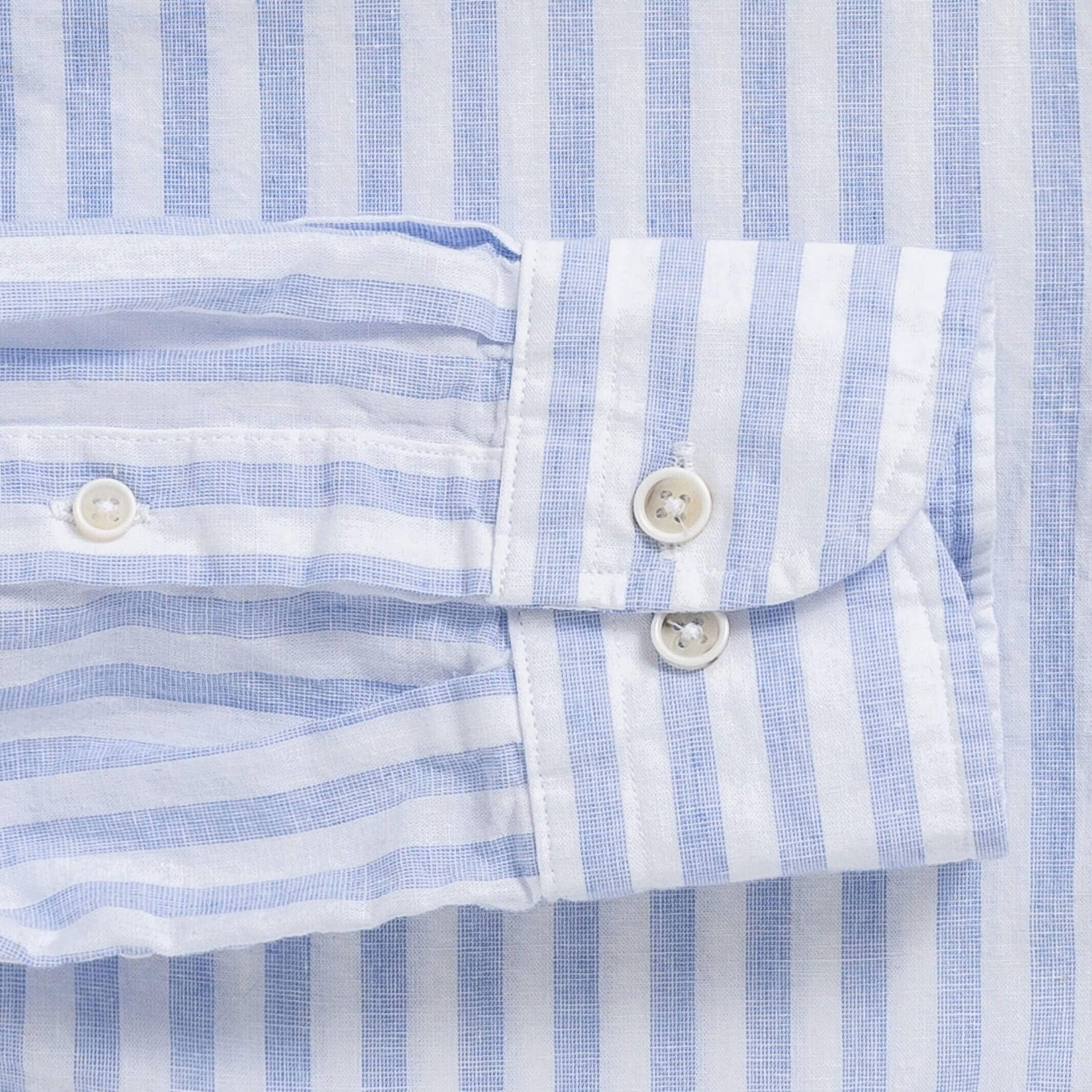 Blue Barretto stripe shirt sleeve and cuff detail - casual wash construction