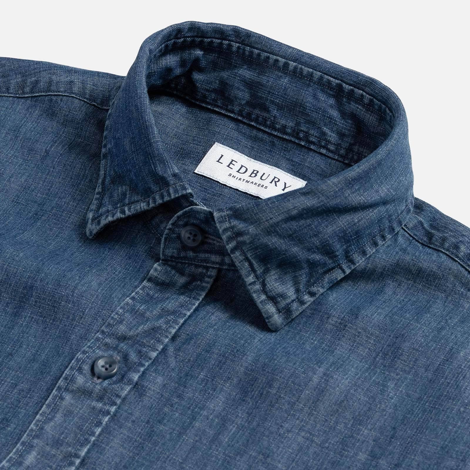 The Blue Easton Denim Utility Custom Shirt Custom Casual Shirt- Ledbury