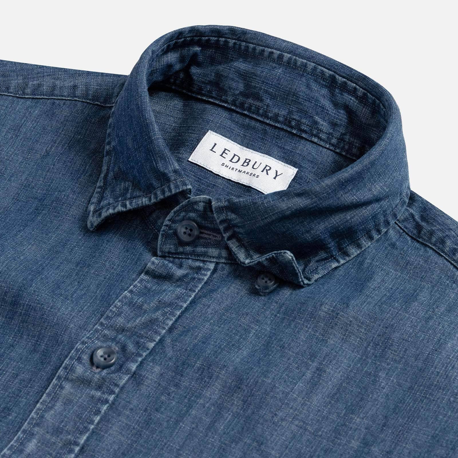 The Blue Easton Denim Utility Custom Shirt Custom Casual Shirt- Ledbury