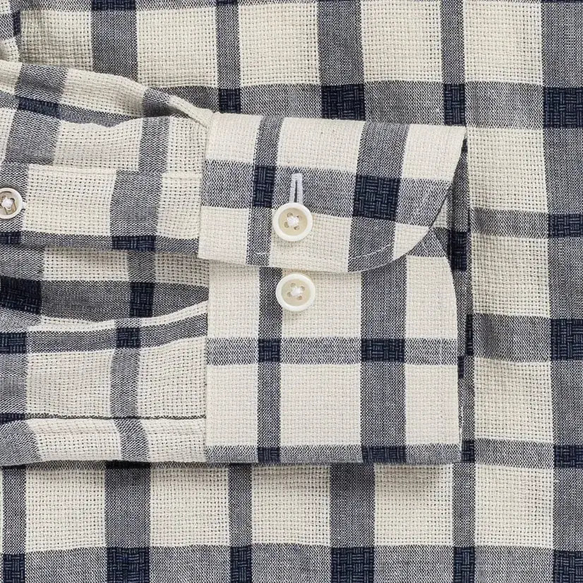 Ledbury Ivory Albiate Fletcher Windowpane shirt — sleeve detail