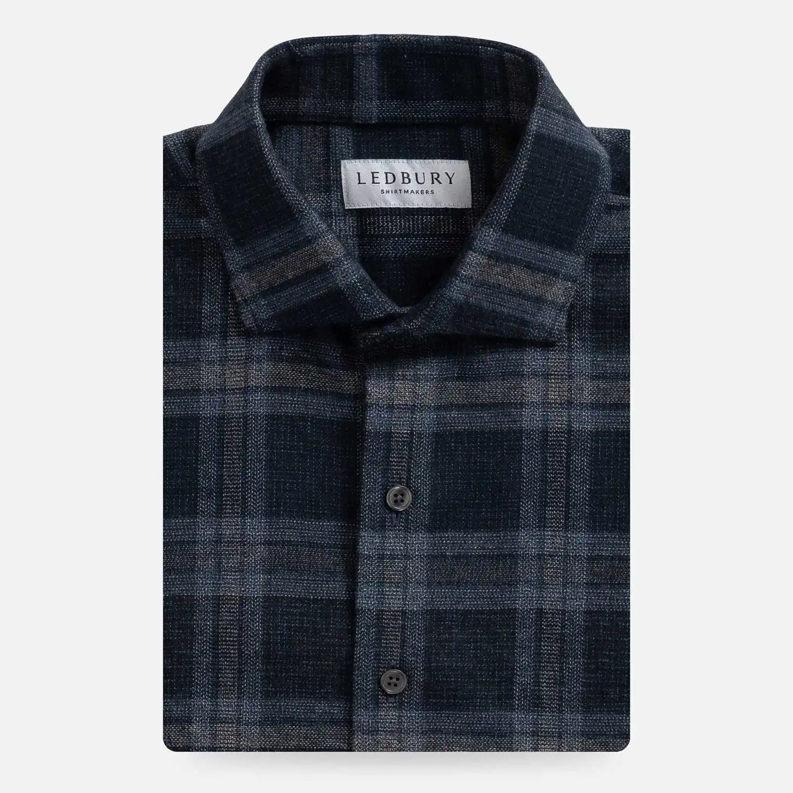 The Navy Levitt Flannel Custom Shirt Custom Casual Shirt- Ledbury