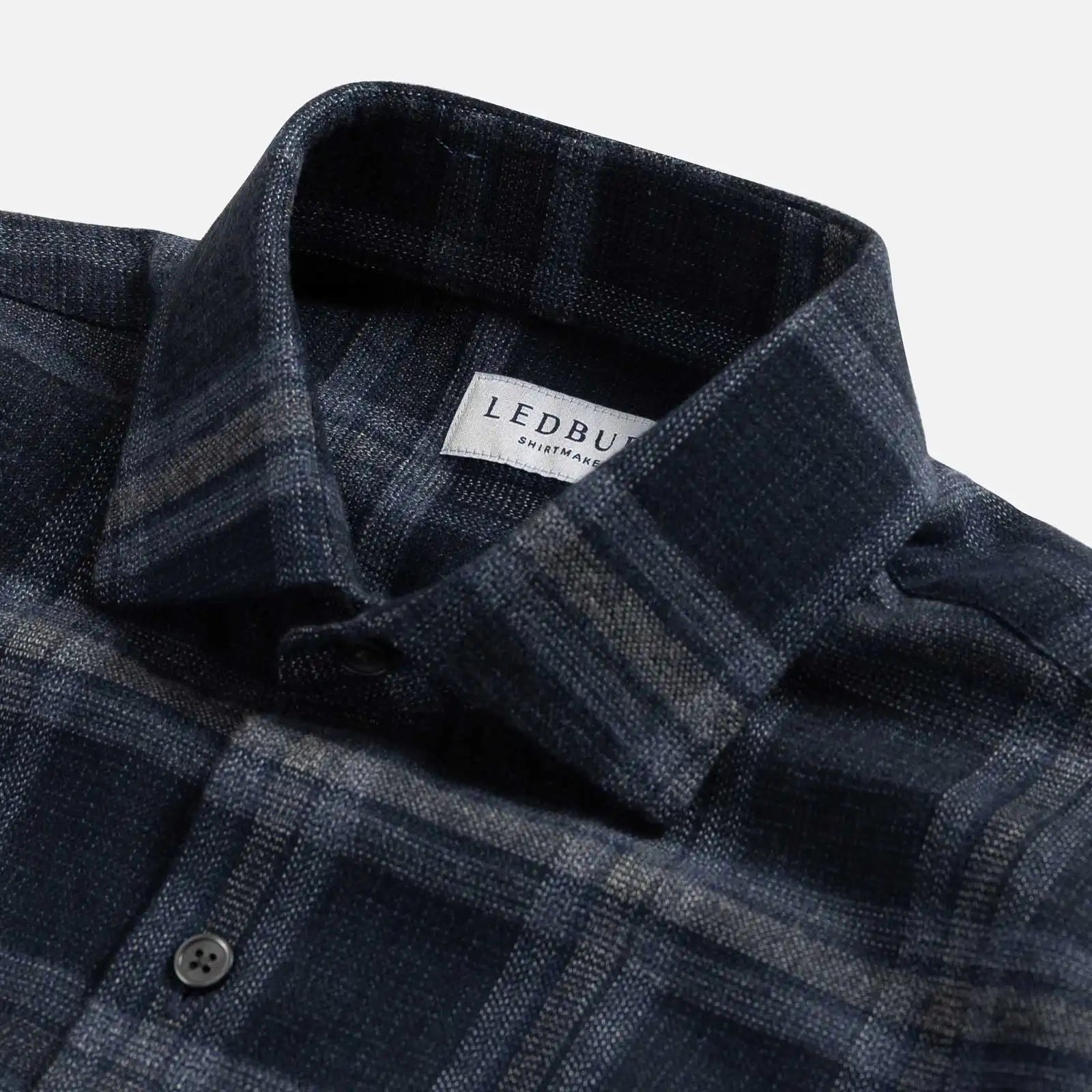 The Navy Levitt Flannel Custom Shirt Custom Casual Shirt- Ledbury