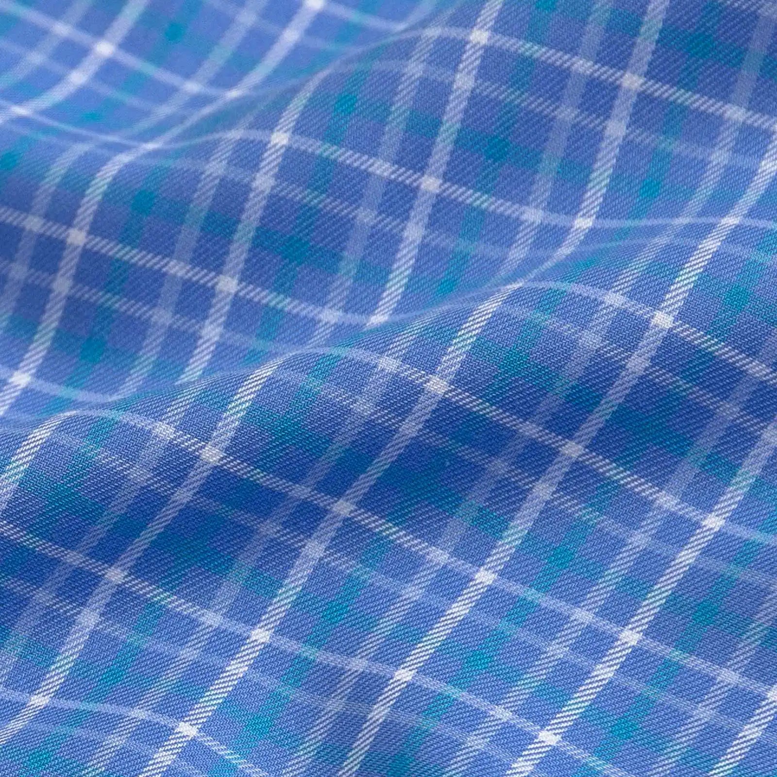 The Bay Blue Brin Check Custom Shirt Custom Dress Shirt- Ledbury