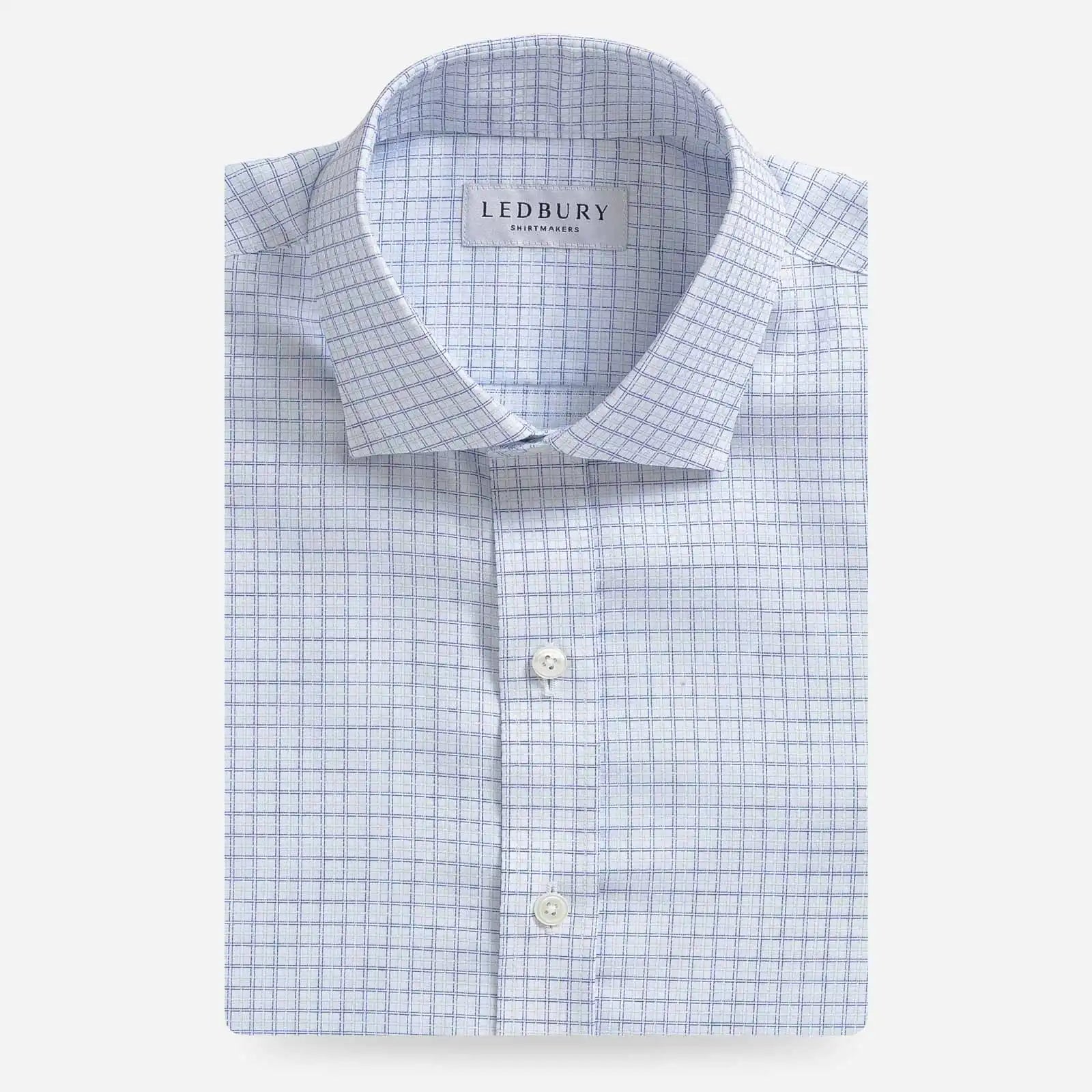 The Blue Hoyt Check Custom Shirt Custom Dress Shirt- Ledbury