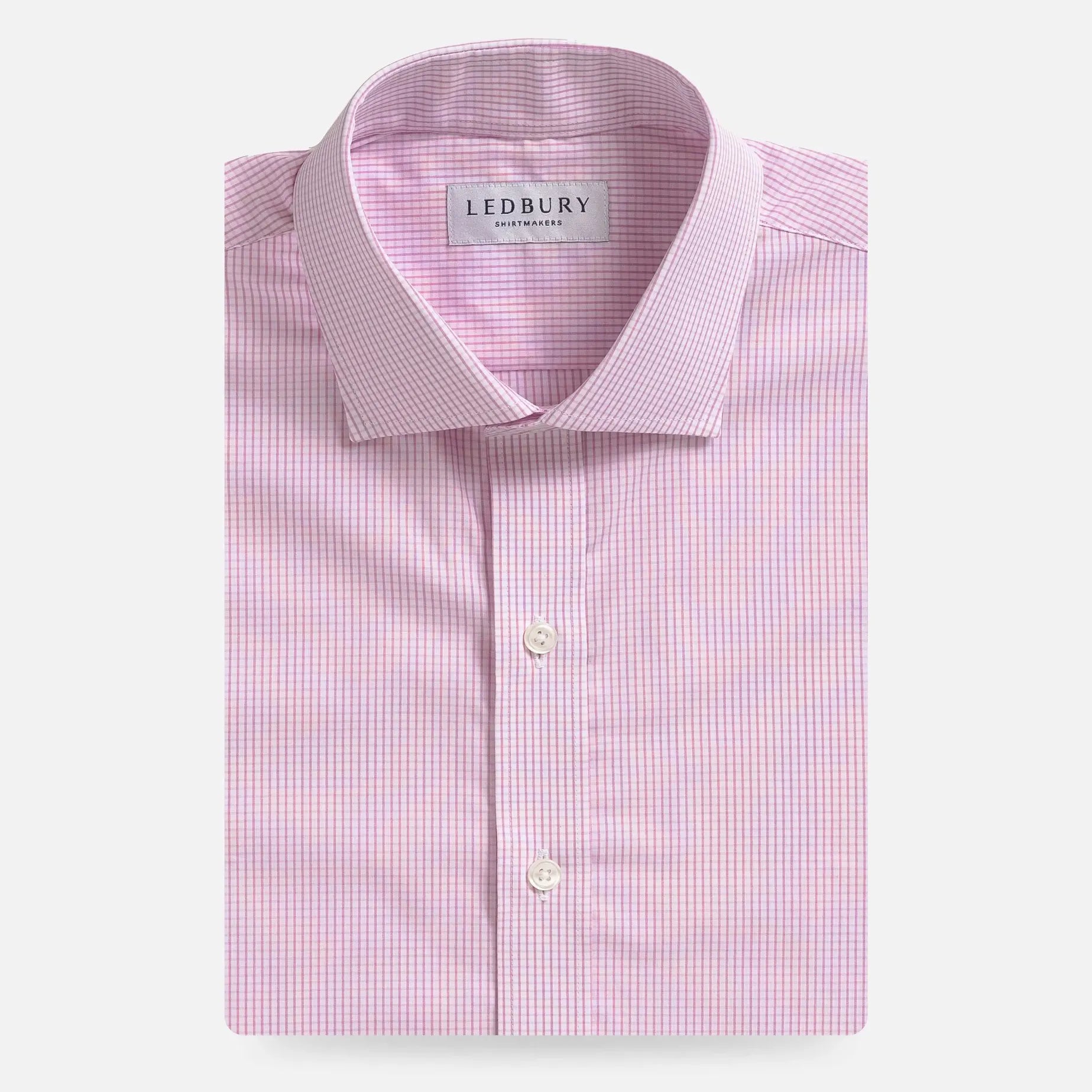The Pink Ellair Micro Check Custom Shirt Custom Dress Shirt- Ledbury