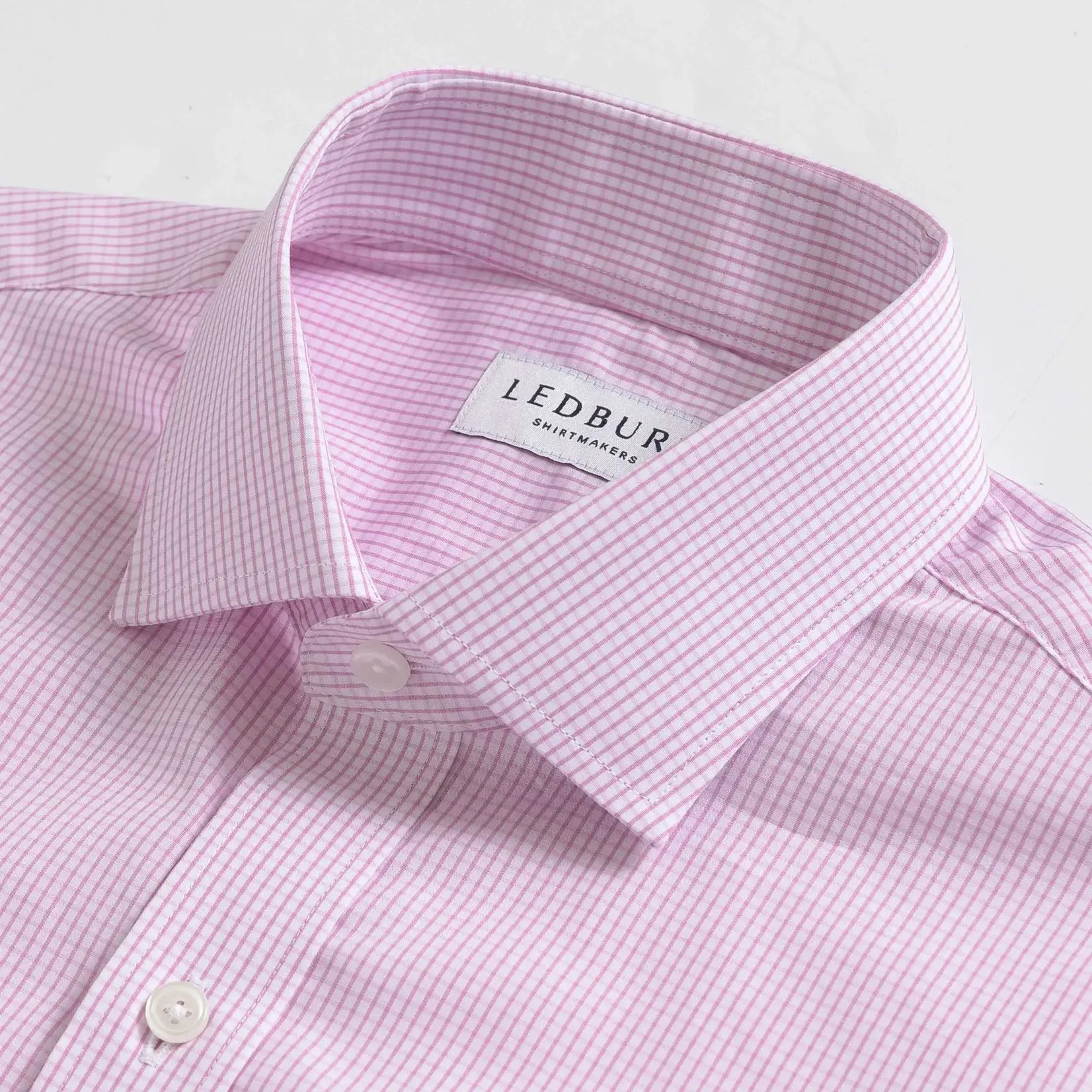 The Pink Ellair Micro Check Custom Shirt Custom Dress Shirt- Ledbury