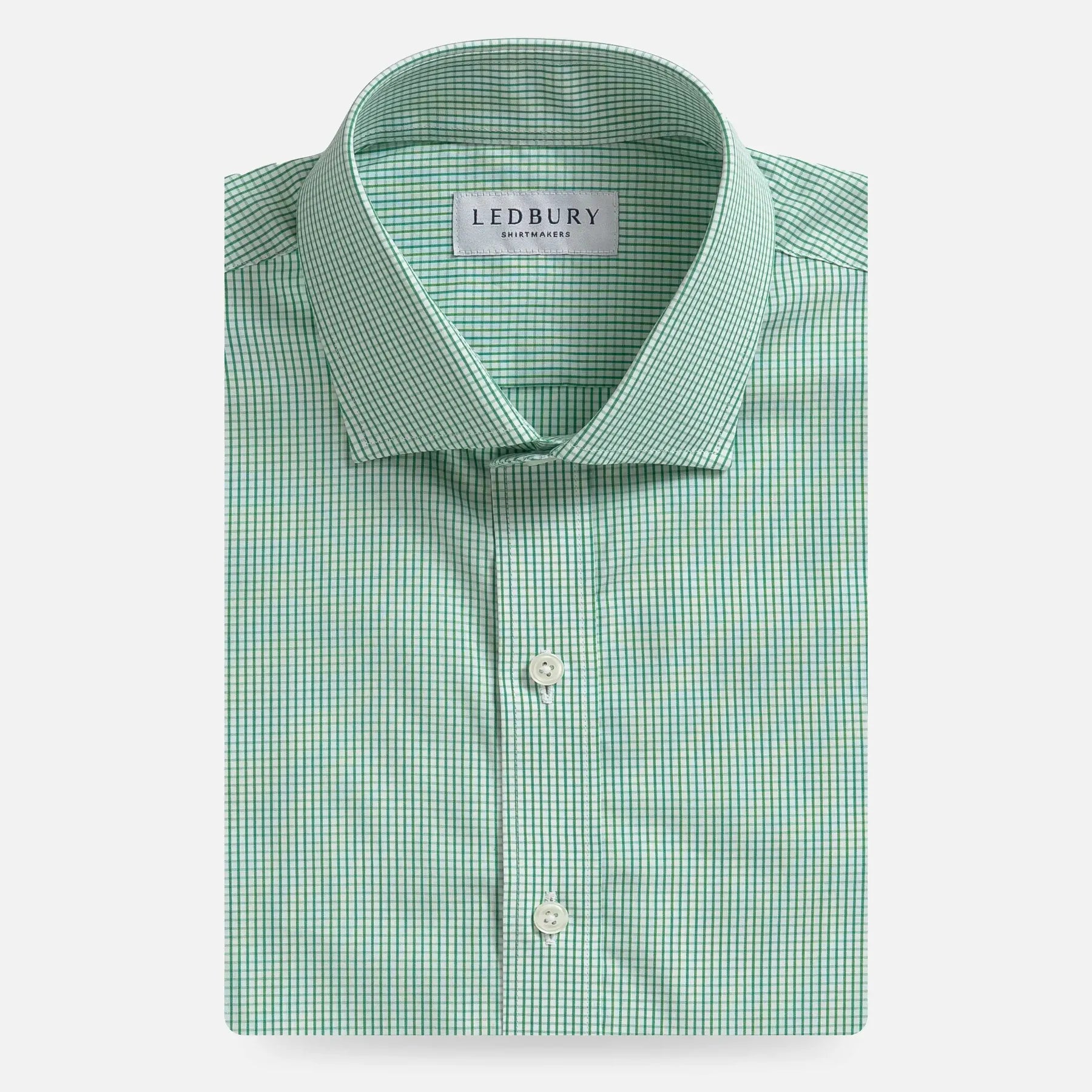 The Green Ellair Micro Check Custom Shirt Custom Dress Shirt- Ledbury