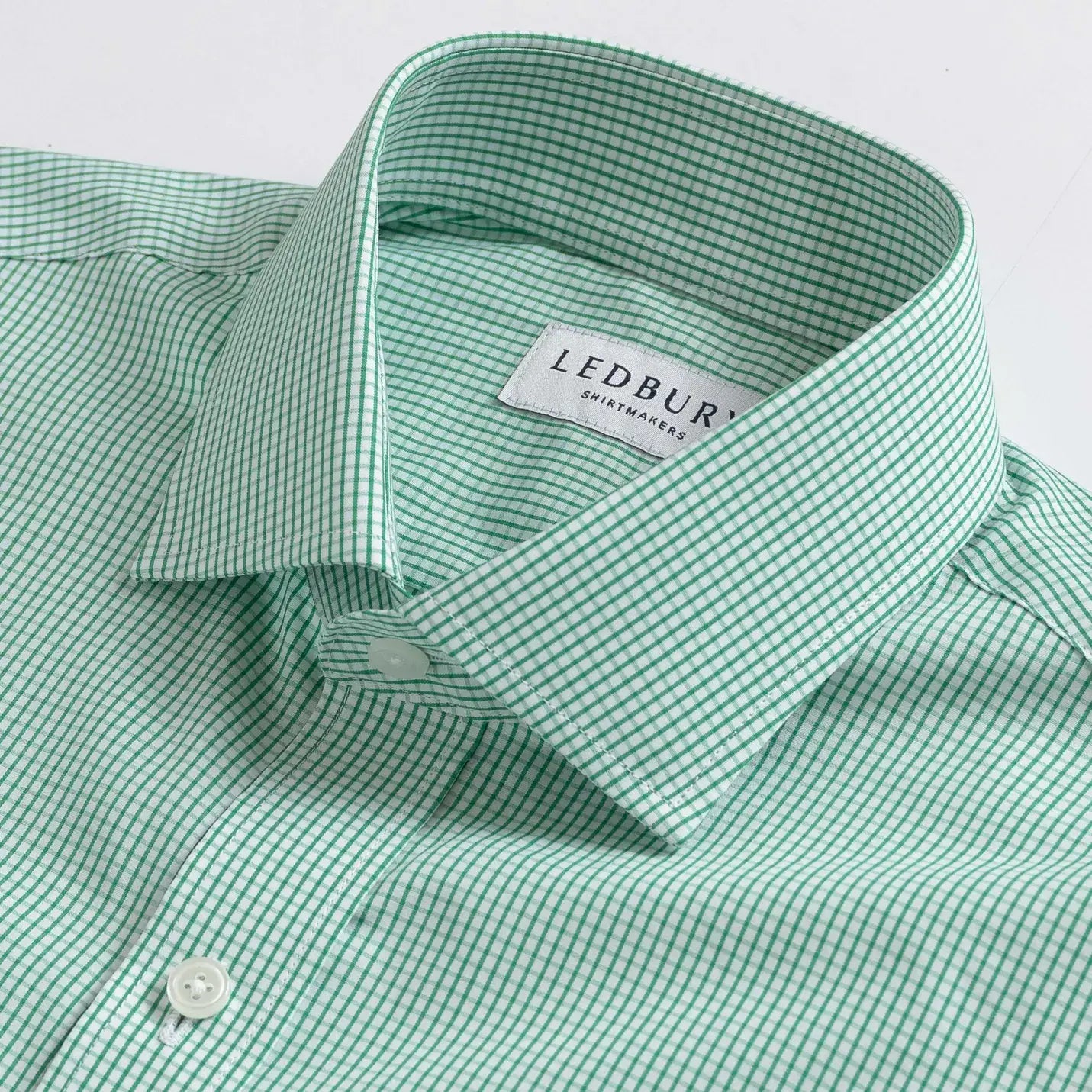 The Green Ellair Micro Check Custom Shirt Custom Dress Shirt- Ledbury