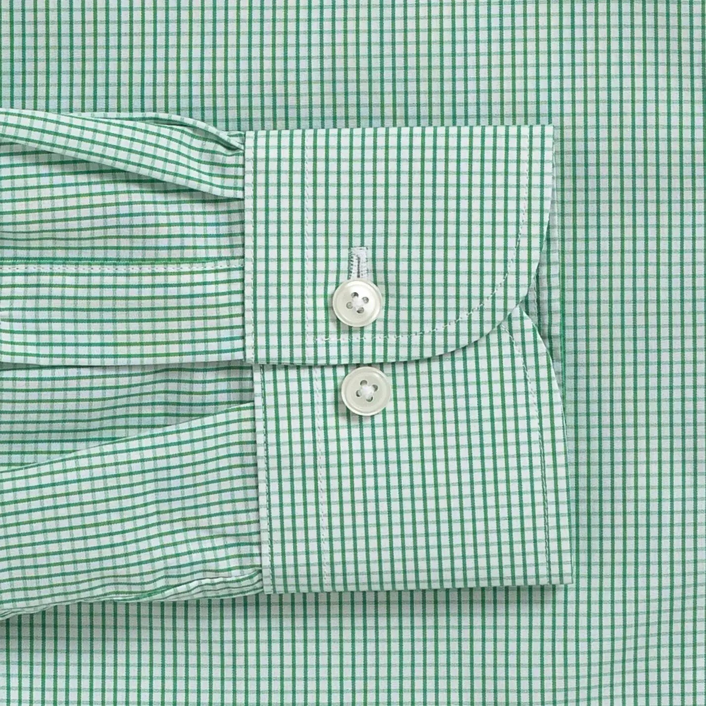 The Green Ellair Micro Check Custom Shirt Custom Dress Shirt- Ledbury