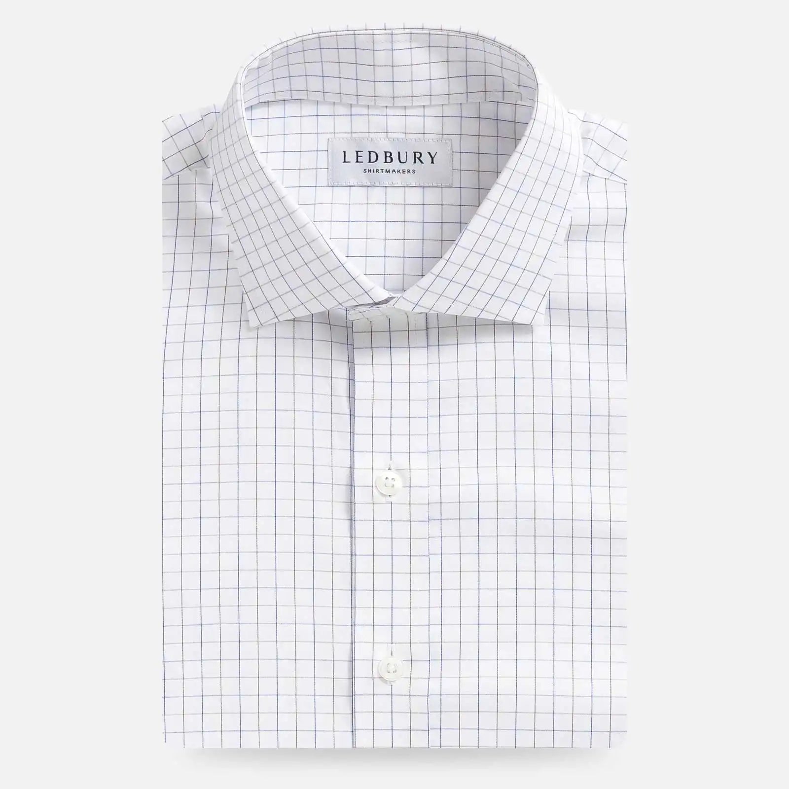 The Blue Sadler Windowpane Twill Custom Shirt Custom Dress Shirt- Ledbury